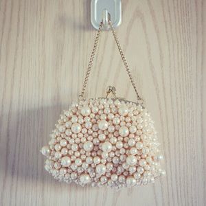 NWT Banana Republic Peach Mini Pearl Clutch Purse
